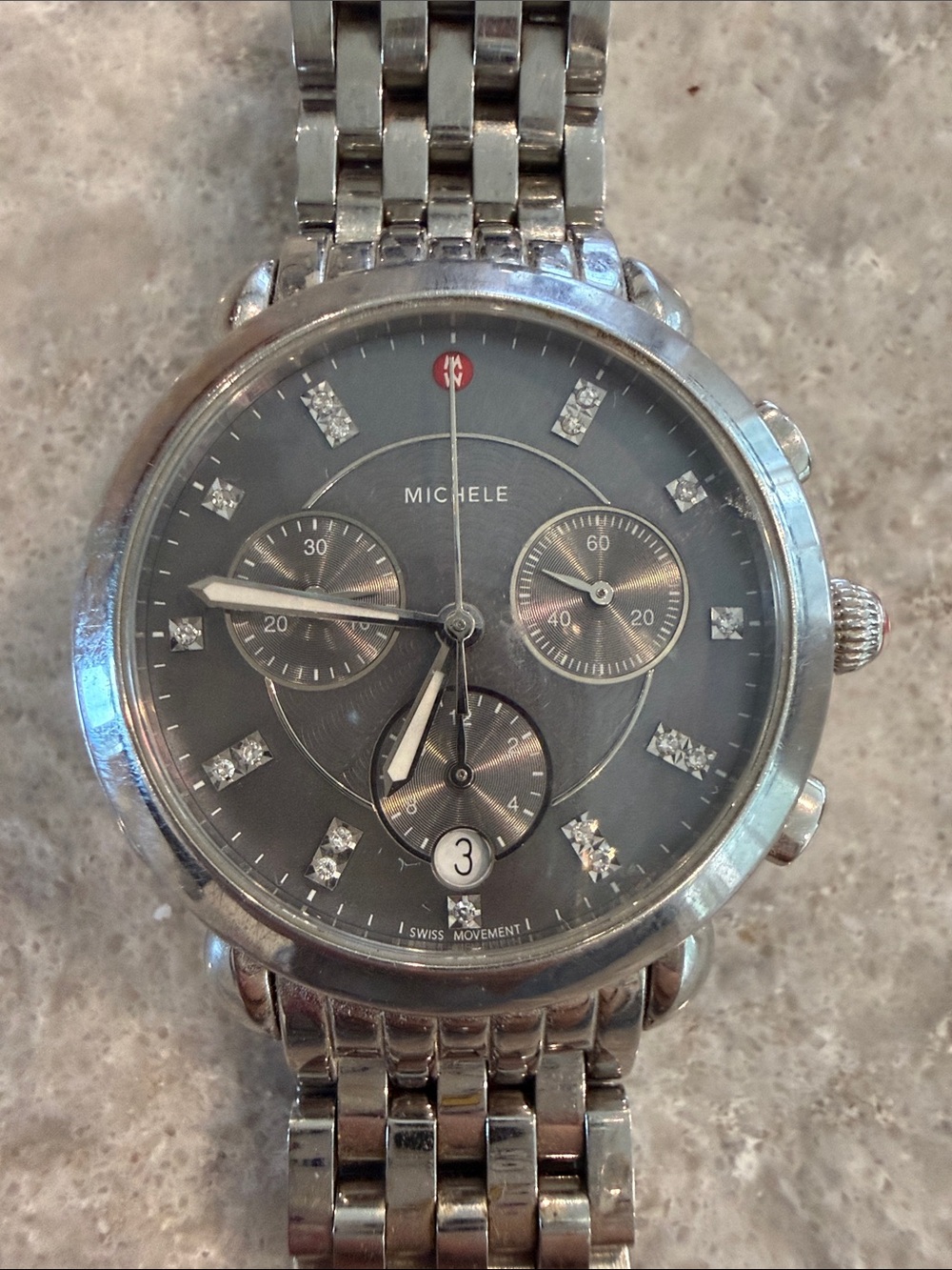 MICHELE Diamond Chronograph Watch MW30A00A0064 Stainless Steel